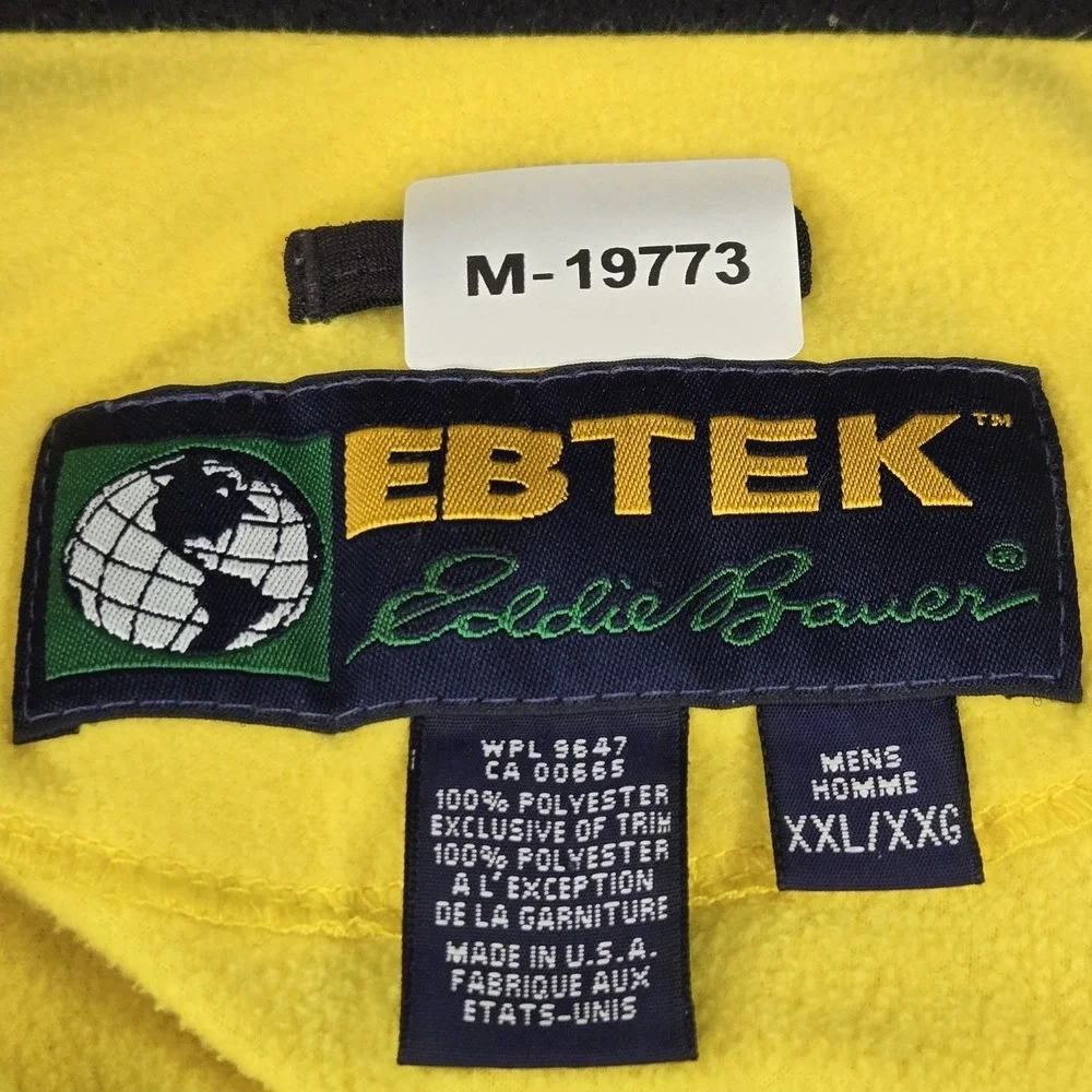 VINTAGE Eddie Bauer Men‎ Jacket 2XL Yellow Vest Fleece EBTEK Zipper